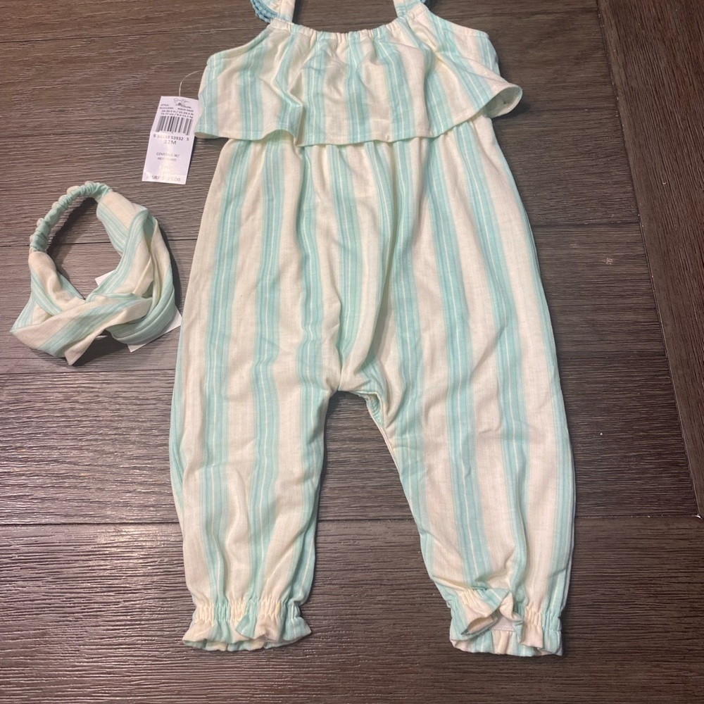 Toddler girls Jessica Simpson pink
ivory jumpsuit romper size 12 month